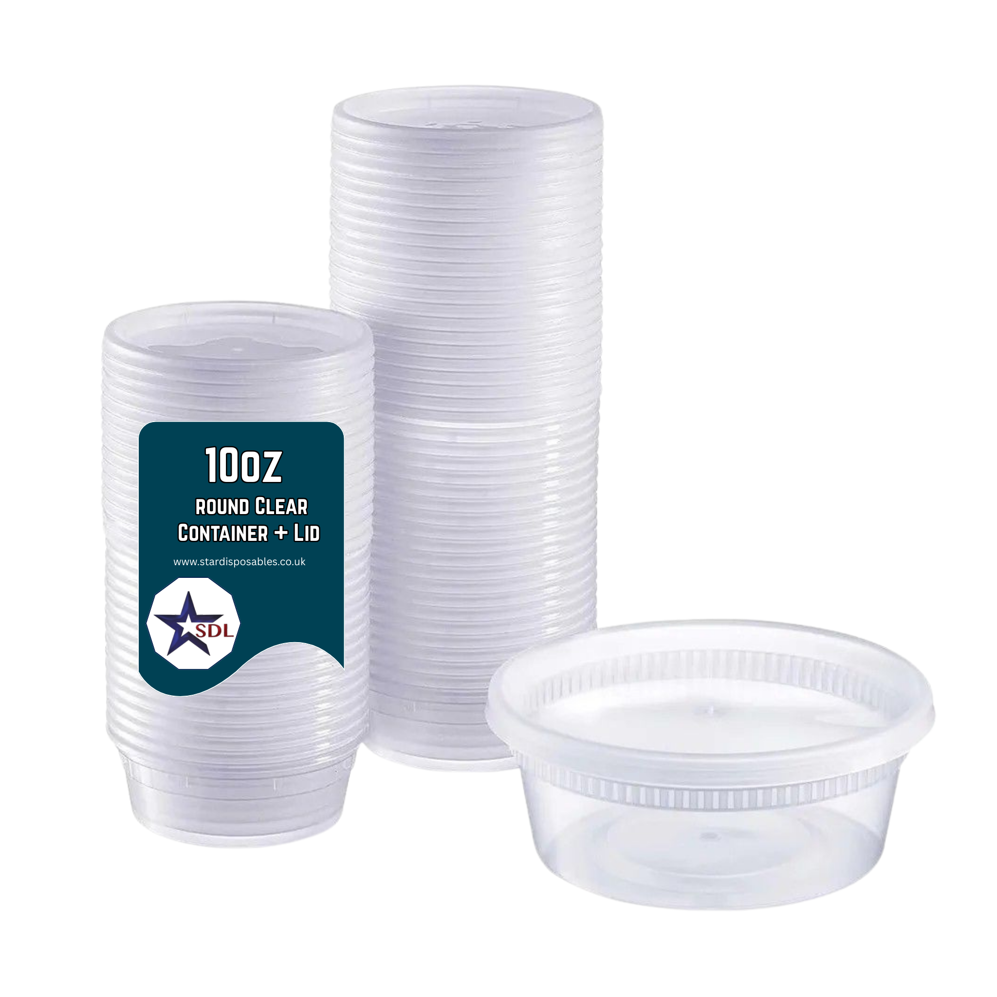 10OZ ROUND CLEAR CONTAINERS+LIDS